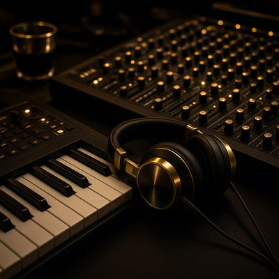 MIDI keys, headphones, mixer